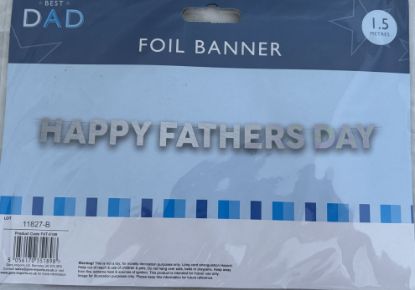 Picture of silver Happy Fathers Day Foil Banner 1.5 Metres Fathers day Banner NEW
