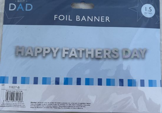 Picture of silver Happy Fathers Day Foil Banner 1.5 Metres Fathers day Banner NEW