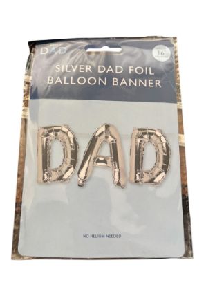 Picture of silver Fathers Day Birthday Dad Foil Balloon fathers day balloon 16"