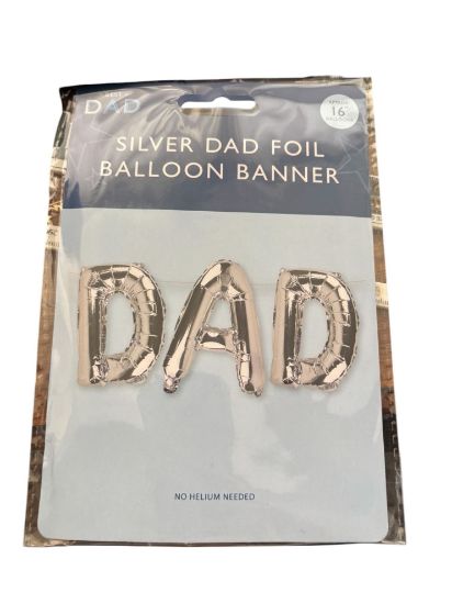 Picture of silver Fathers Day Birthday Dad Foil Balloon fathers day balloon 16"