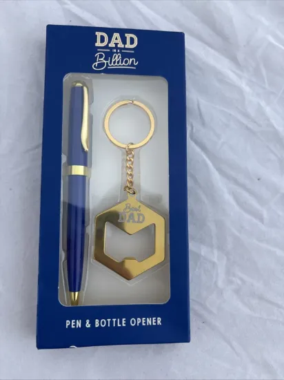 Picture of Fathers Day Gift blue Pen & Metal Keyring Gift Set  Boxed Gift pen and keyring set
