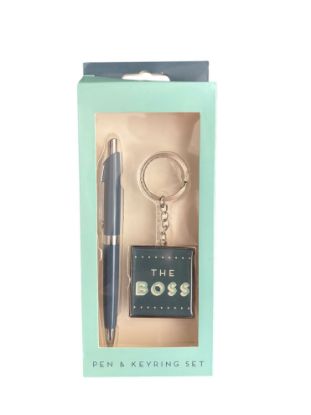 Picture of Fathers Day Gift THE BOSS Pen & Metal Keyring Gift Set  Boxed Gift pen and keyring set