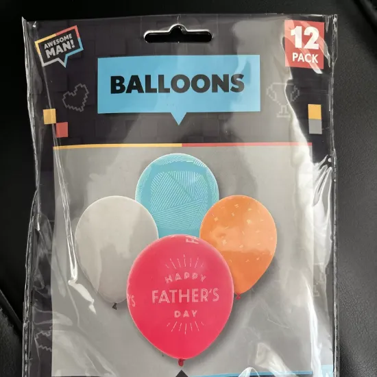 Picture of 12 x fathers day balloons pink happy fathers day blue white orange