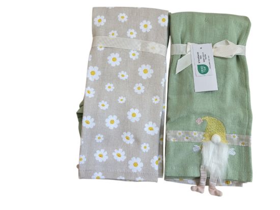 Picture of 2 x Easter Tea Towels - Gonk and Daisies  design NEW