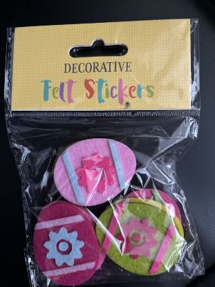 Picture of EASTER FELT 3D STICKERS Self-adh 8 easter eggs NEW Pretty designs