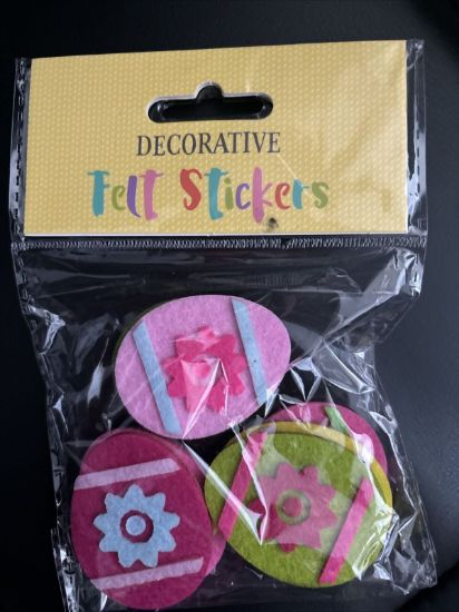 Picture of EASTER FELT 3D STICKERS Self-adh 8 easter eggs NEW Pretty designs