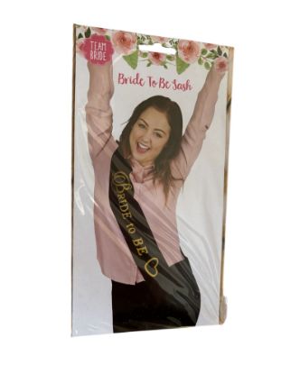 Picture of Bride To Be sash Black & gold NEW Hen night party sash