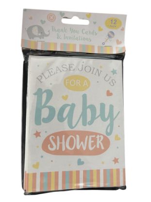 Picture of 12 x baby shower invite cards and thank you cards invitation