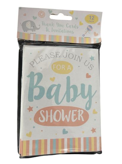 Picture of 12 x baby shower invite cards and thank you cards invitation