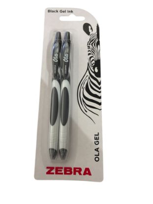 Picture of 2 x Zebra Ola Gel Pens Black and White Design Gel Ink NEW