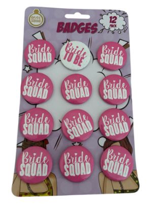 Picture of 12 x Hen Night Badge Bride Squad Badges Hen Night Favours  Bridesmaid badges