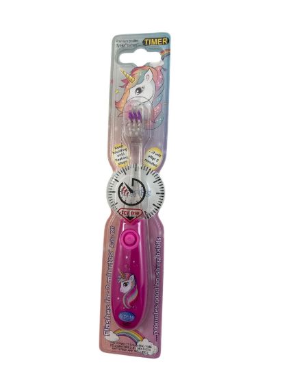 Picture of KIDS Dark Pink UNICORN Toothbrush Flashing TIMER Soft Toothbrush