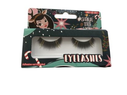 Picture of Sleigh The Look Re-usable False Eyelashes 1xGold Glitter Christmas party eyelashES