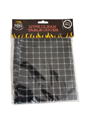 Picture of Black Check Tablecloth Wipe clean BB table cover 137 x 182cm  NEW