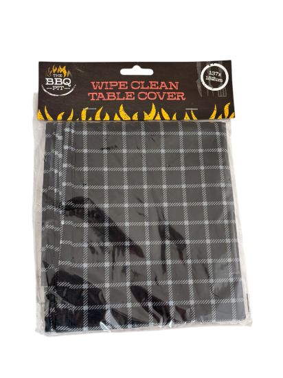 Picture of Black Check Tablecloth Wipe clean BB table cover 137 x 182cm  NEW