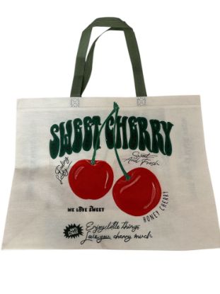 Picture of Sweet Cherry Reusable shopping Bag Large Tote Bag Summer Cherry Design NEW