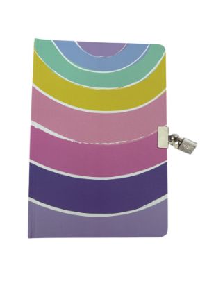 Picture of Girls Lockable Notebook Journal Secret Diary with Padlock Lock  rainbow swirl design A5