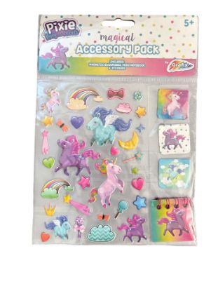 Picture of grafix pixie pony and friends sticker magical accesory pack magnetic bookmarks mini notebook