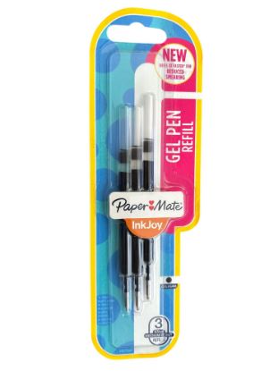 Picture of 3 x Papermate Inkjoy Gel Pen Blue Refills 0.7mm medium point refills Black ink