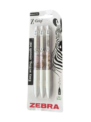 Picture of 3 x Zebra Pens Zebra Marble pens white glam marble effect Boxed NEW
