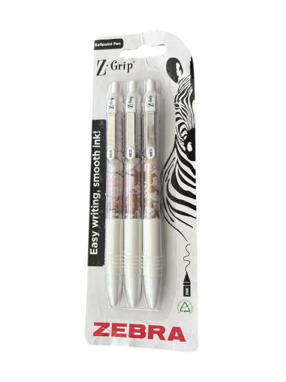 Picture of 3 x Zebra Pens Zebra Marble pens white glam marble effect Boxed NEW
