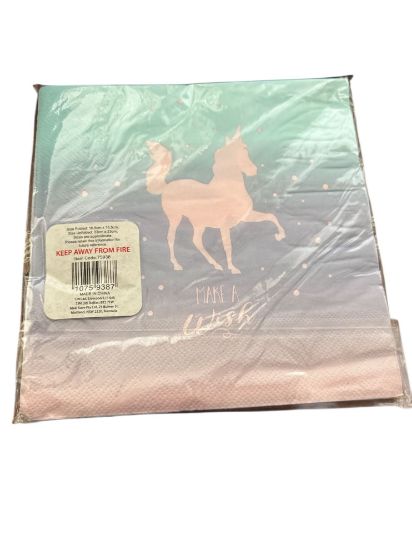 Picture of 15 x unicorn Paper Napkins Make A Wish Lilac pink pastel colours NEW