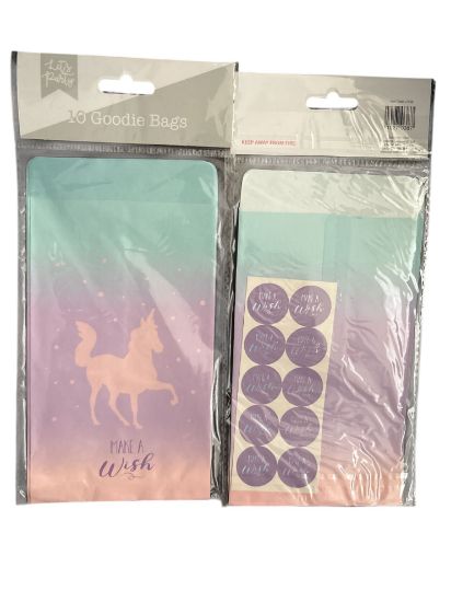 Picture of 10 x Rainbows & unicorns Party Bags Paper party bags pink blue unicorn design