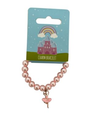 Picture of Rose Pink ballerina charm bracelet NEW Beads bracelet with ballerina charm