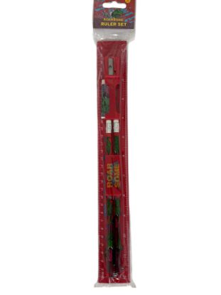 Picture of Dinosaur Stationery Set NEW Long ruler, 2 pencils with eraser tips, sharpener Roarsome