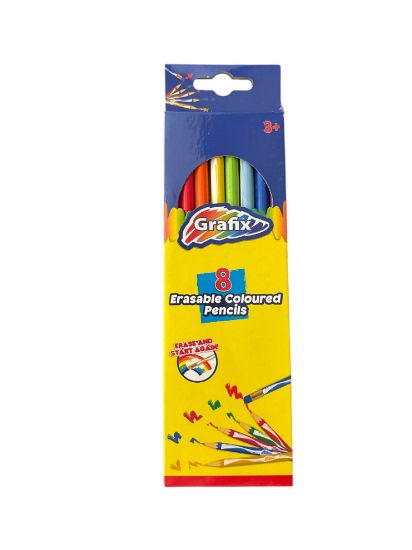Picture of 8 x Grafix Erasable Coloured Pencils BOXED