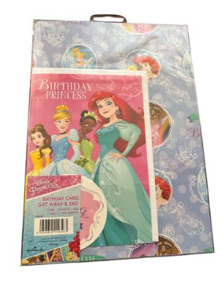 Picture of Disney Princess Birthday card gift wrap & tag set brand new