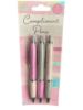 Picture of 3 X Compliment Pens Pink & Grey Gift Box pink & Grey Girls gift
