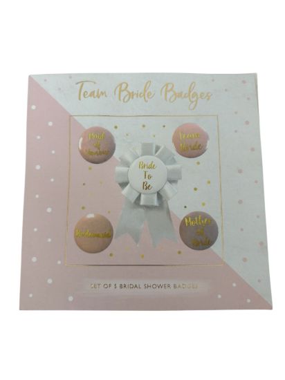 Picture of 5 Team Bride Hen Party Badges mother of bride maid of honour bridesmaid