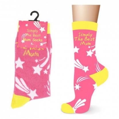 Picture of Ladies Cotton Simply The Best Mum Design Socks UK 4-7 Mothers day gift