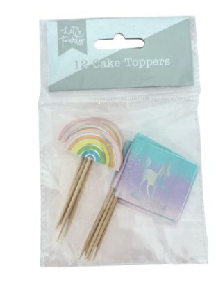 Picture of 12 x Cake Toppers Unicorns and Rainbows Pretty Cake Toppers NEW
