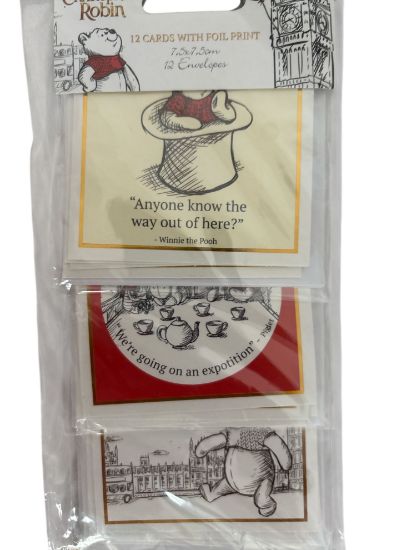 Picture of 12 cards Disney winnie the pooh with foil print cards christopher robin  with envelopes