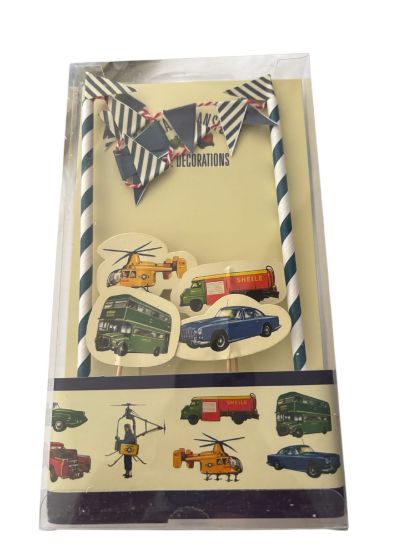 Picture of Cake Bunting vintage transport cake topper - Vintage Cars Cake topper