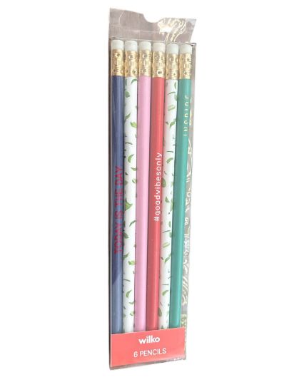 Picture of 6 x quote pencils boxed discovery today is the day, good vibes only NEW