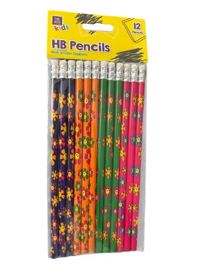 Picture of 12 x HB pencils  flower design