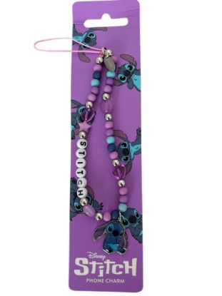 Picture of Disney Lilo & Stitch Phone Charm Beaded Strap Keychain NEW STITCH lettering bead