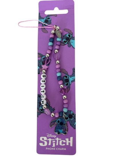 Picture of Disney Lilo & Stitch Phone Charm Beaded Strap Keychain NEW STITCH lettering bead