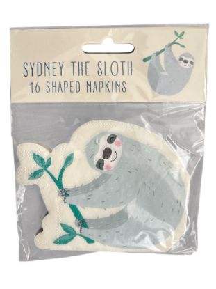 Picture of 16 x SYDNEY THE SLOTH Napkins Sloth Shaped  Napkins NEW