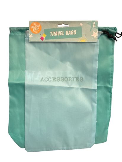 Picture of 2 x Travel Bags drawstring bags for travel accessories and wash bag new