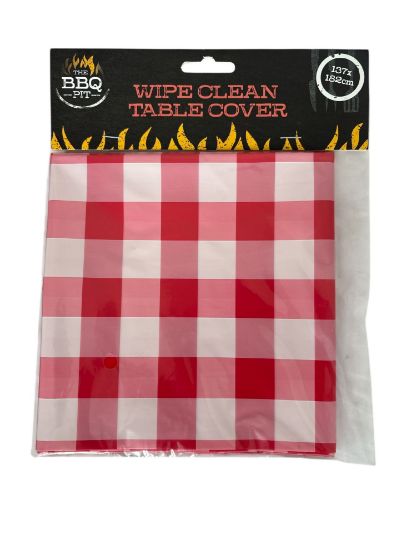 Picture of red gingham check tablecloth table cover wipe clean 137 x 182 cm