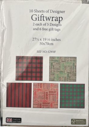 Picture of 10 Sheet of Mix Designer Luxury Soft touch christmas Gift wrap GW0F & 6 tags