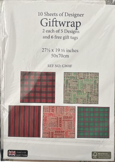 Picture of 10 Sheet of Mix Designer Luxury Soft touch christmas Gift wrap GW0F & 6 tags