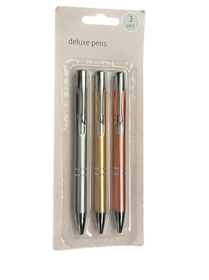 Picture of 3 x Deluxe Metal Ballpoint pens for smooth writing-NEW boxed