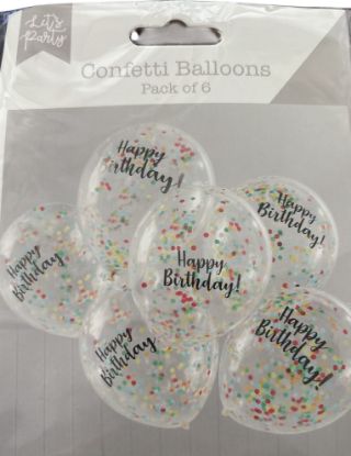 Picture of 6 x Happy Birthday Confetti Balloons NEW