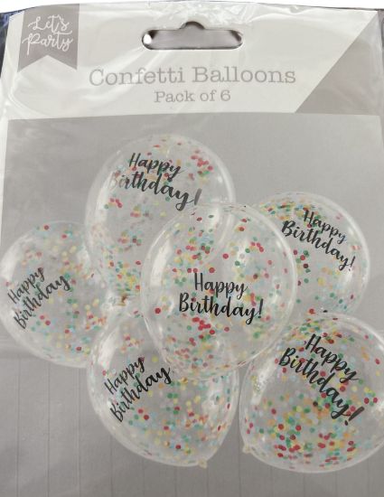 Picture of 6 x Happy Birthday Confetti Balloons NEW