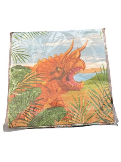 Picture of 20 x Dinosaur Paper Napkins 33x33cm - Stegosaurus Dinosaur Napkins NEW